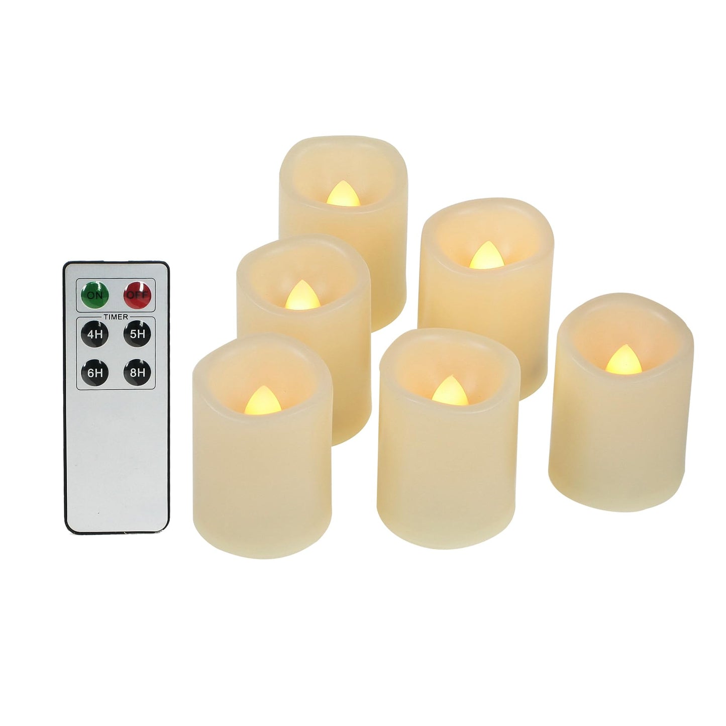 CANDLE CHOICE Battery Operated Flameless Votive Candles with Remote and Timer Realistic Flickering Electric Tea Lights Halloween Christmas Wedding Party Decorations Centerpieces 6 PCS Batteries Incl.