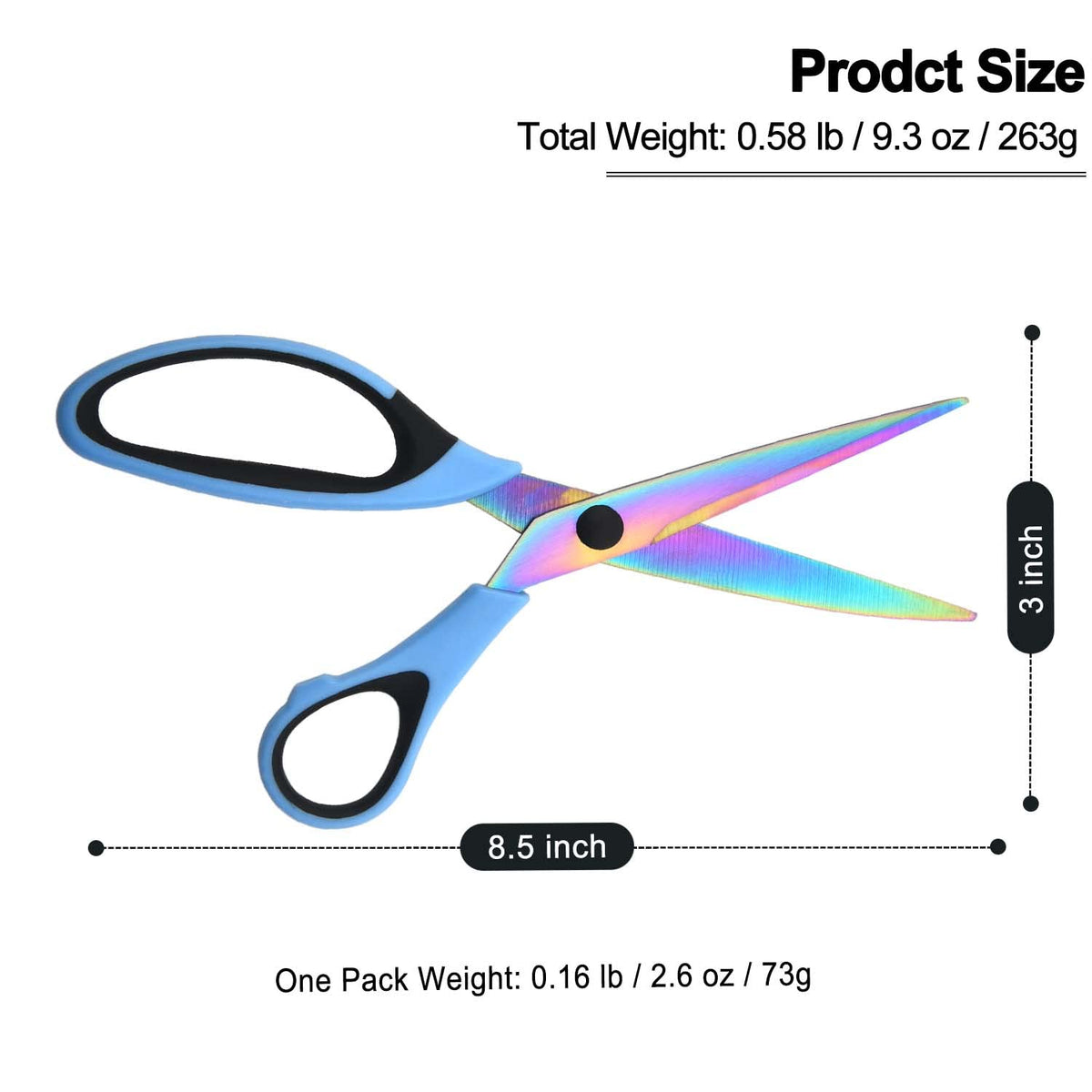 8.5" All-Purpose Scissors, 3-Pack Bulk Ultra Sharp Blade Shears, Comfort-Grip Sturdy Scissors for School, Office, Home, Sewing, Fabric, Craft Supplies, Right/Left Handed