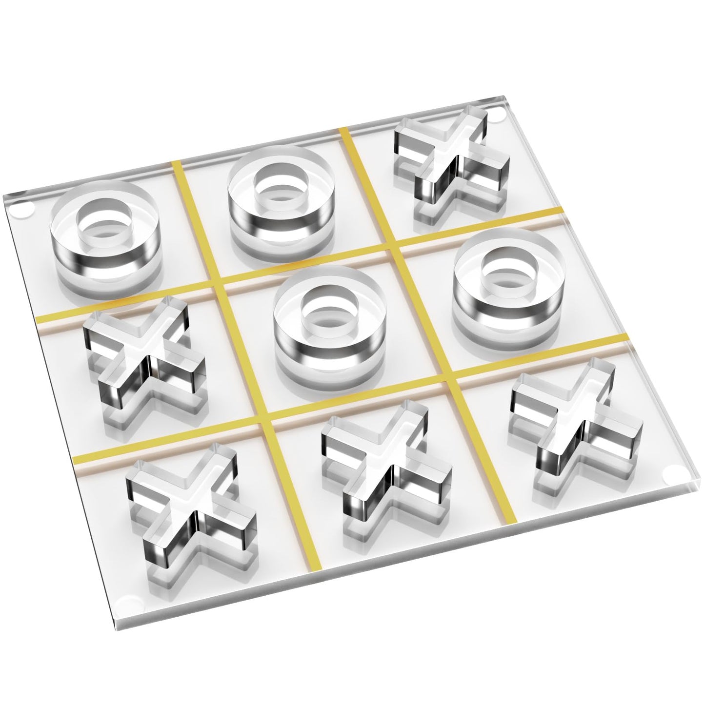 Aliz Collection Acrylic Tic Tac Toe Set - Luxury Tic Tac Toe Table Decor - Modern Coffee Table Game & Clear X and O Pieces - Decorative Acrylic Game for Home or Office - 10.23 x 10.23 x 1.06 Inches