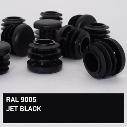 (Pack of 10) Round Tube Inserts 7/8" (22 mm), Fence Post Plugs, Black Plastic Tube End Caps, Pipe Plugs, Jet Black RAL 9005