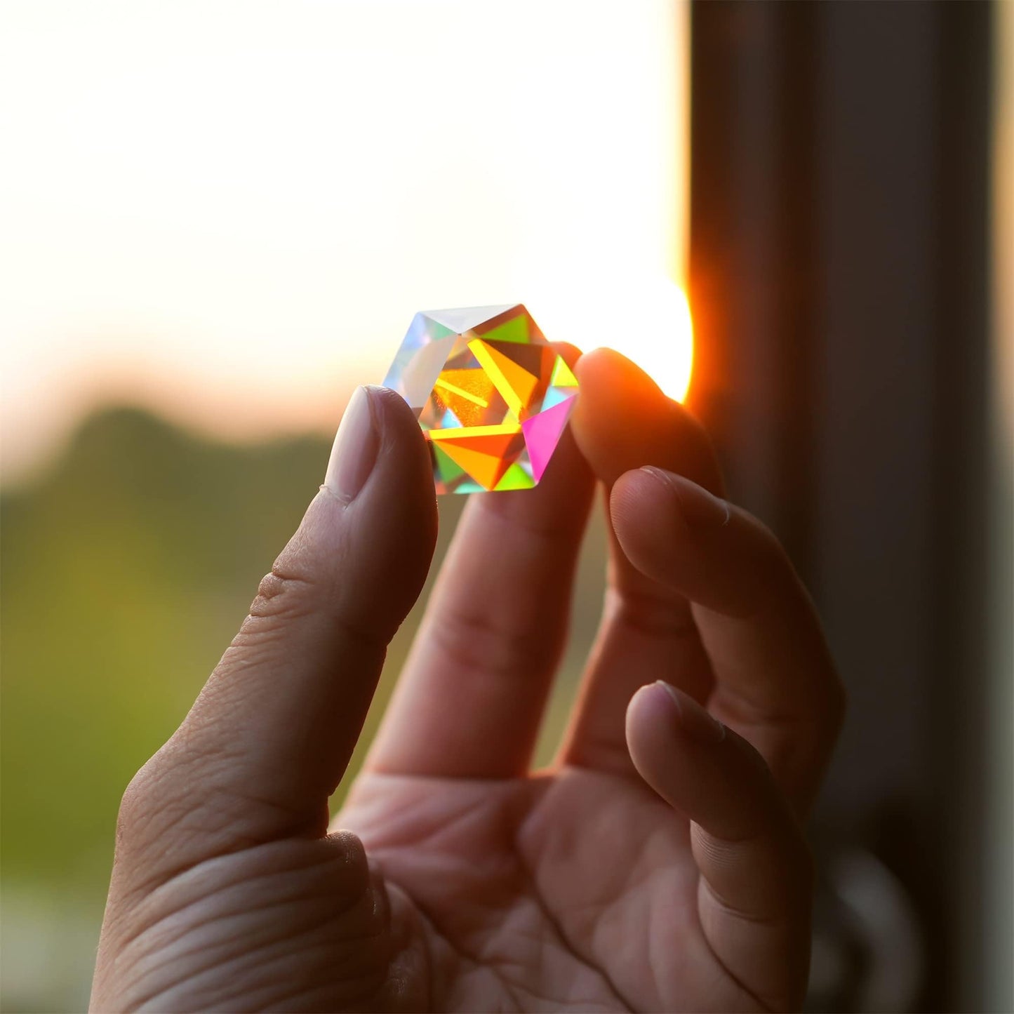 HDCRYSTALGIFTS 1.1inch Color Crystal Faceted Optical Prism Beam Splitter Light Refracting Photography Science Glass Prisms