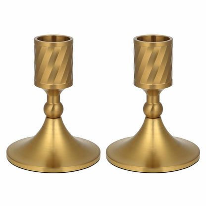 Mofunci Candlestick Holders Taper Candle Holders, Gold Candle Stick Holders Decor for Wedding Christmas Birthday Party Holiday, Short Candle Holders for Table Centerpieces Home Decor, Set of 2