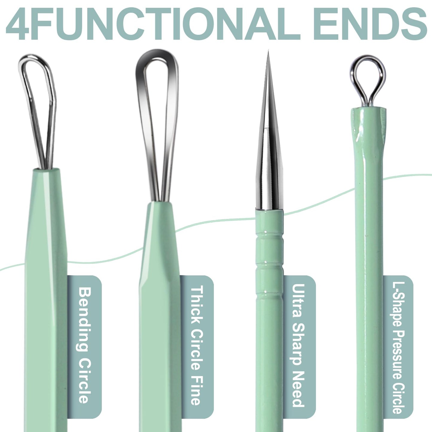 Teenitor Pimple Extractor Acne Treatment Tool Surgical Grade Blackhead Comedone Removal 2-in-1 Popper Tool for Face Nose Blackhead Extractor Tool Silver