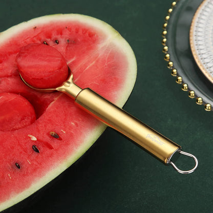 Gold Ice Cream Scoop, Berglander Stainless Steel Cookie Scoop Melon Baller Scooper Cones With Titanium Gold Plating, Specialty Tools and Gadgets, Ice Cream Spoon Food Scoop Dishwasher Safe