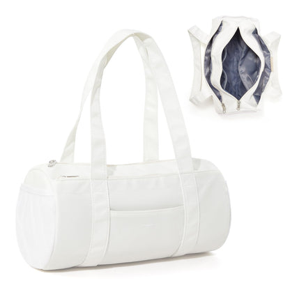 Small Gym Bag 13.78"x6.7"x6.7" Carry On Duffel Bag, Mini Personal Item Bag Lightweight Tote Weekender Overnight Bags for Women and Men Sports, Traveling, Swimming, Yoga (Cream Color)