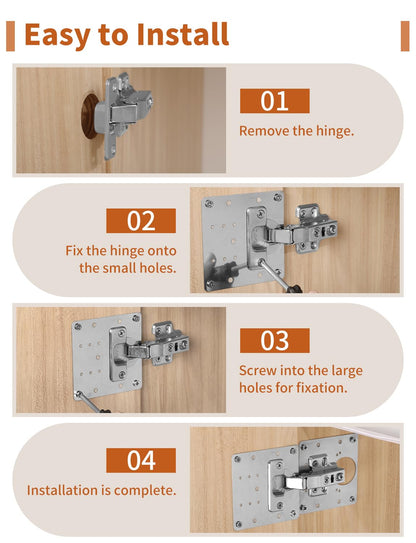 20PCS Upgraded Cabinet Hinge Repair Plate Kit: FOGZUVR Durable Door Hinge Mounting Plate Stainless Steel, Large Cabinet Fix Board with Screws for Kitchen Cabinet, Cupboard Doors and Furniture