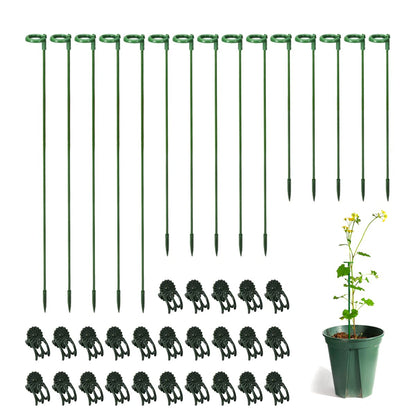LUCKJUJU 30 Pcs Plant Support Stakes with 30 Pcs Plant Clips Garden Floral Flower Support Single Stem Support Stake for Phalaenopsis Orchid Flower Roses Amaryllis