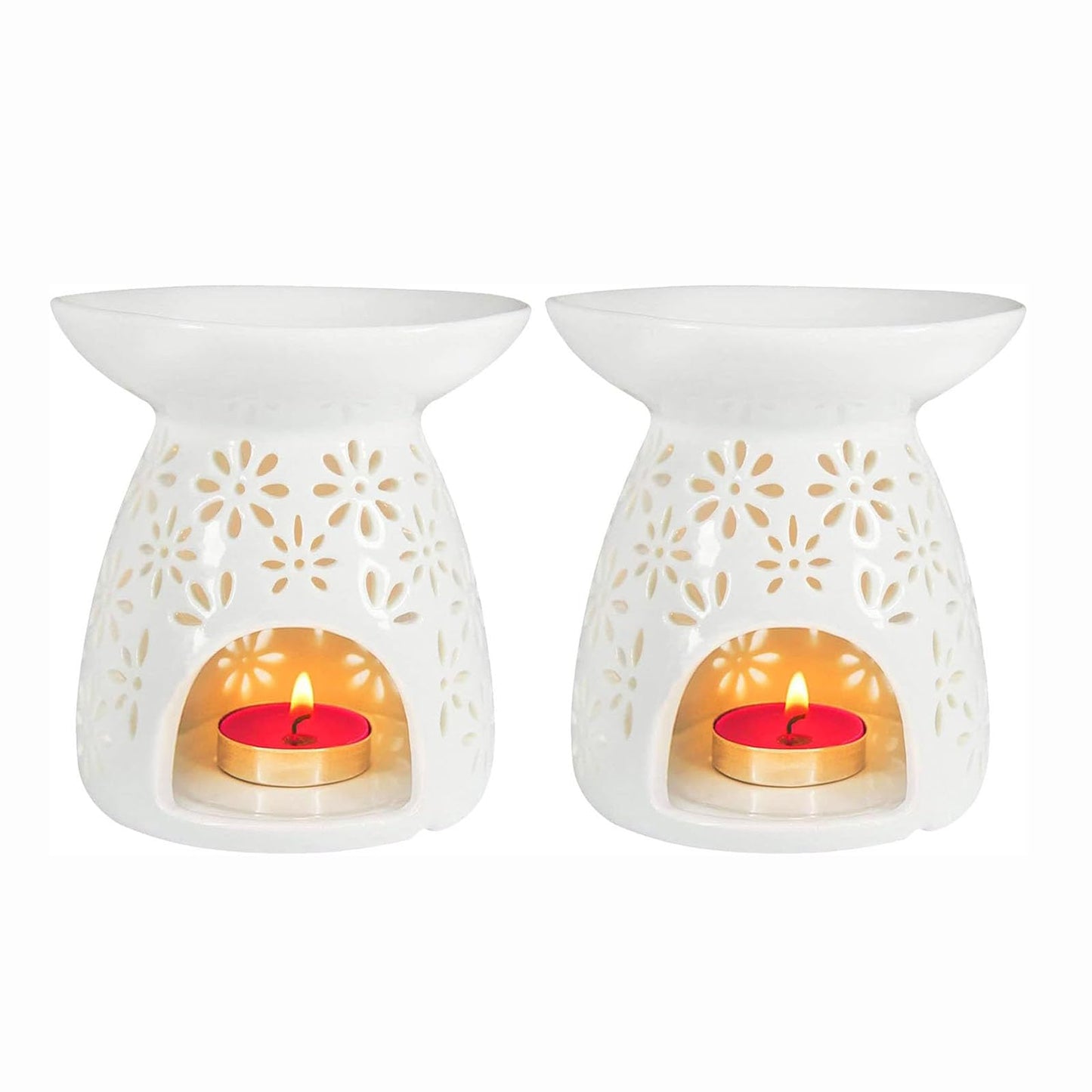 GENTI 2PCS Ceramic Tea Light Holder, Aromatherapy Oil Burner, Wax Warmer, Tealight Holder for Home Decor