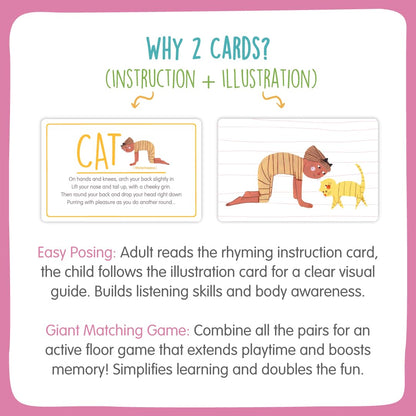YOGi FUN Yogi Kit Card Game, 40 Yoga Cards Rhyming Game, Award Winning Educational Activities, Includes 2 Cardboard dice. for ADHD, Therapy, Montessori, Waldorf, Classroom