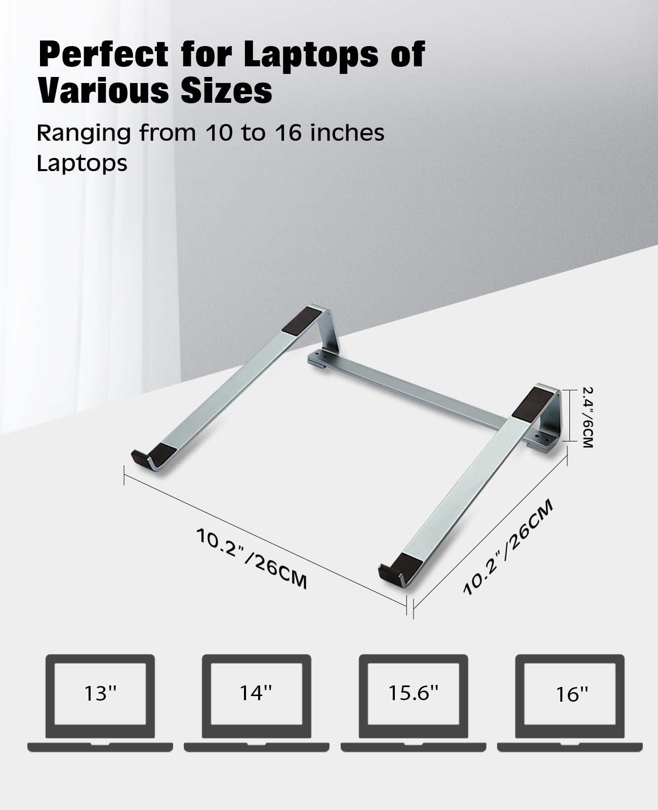 Thibault Aluminum Laptop Stand for Desk - Cooling Ergonomic Design - Fits MacBook Air Pro/DELL/HP/Lenovo/ThinkPad/Alienware - 14/15.6/16 -Easy Assembly- Ventilated Laptop Stand - Blue Grey