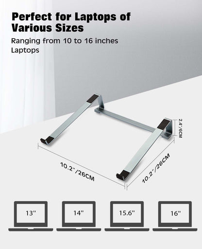 Thibault Aluminum Laptop Stand for Desk - Cooling Ergonomic Design - Fits MacBook Air Pro/DELL/HP/Lenovo/ThinkPad/Alienware - 14/15.6/16 -Easy Assembly- Ventilated Laptop Stand - Blue Grey