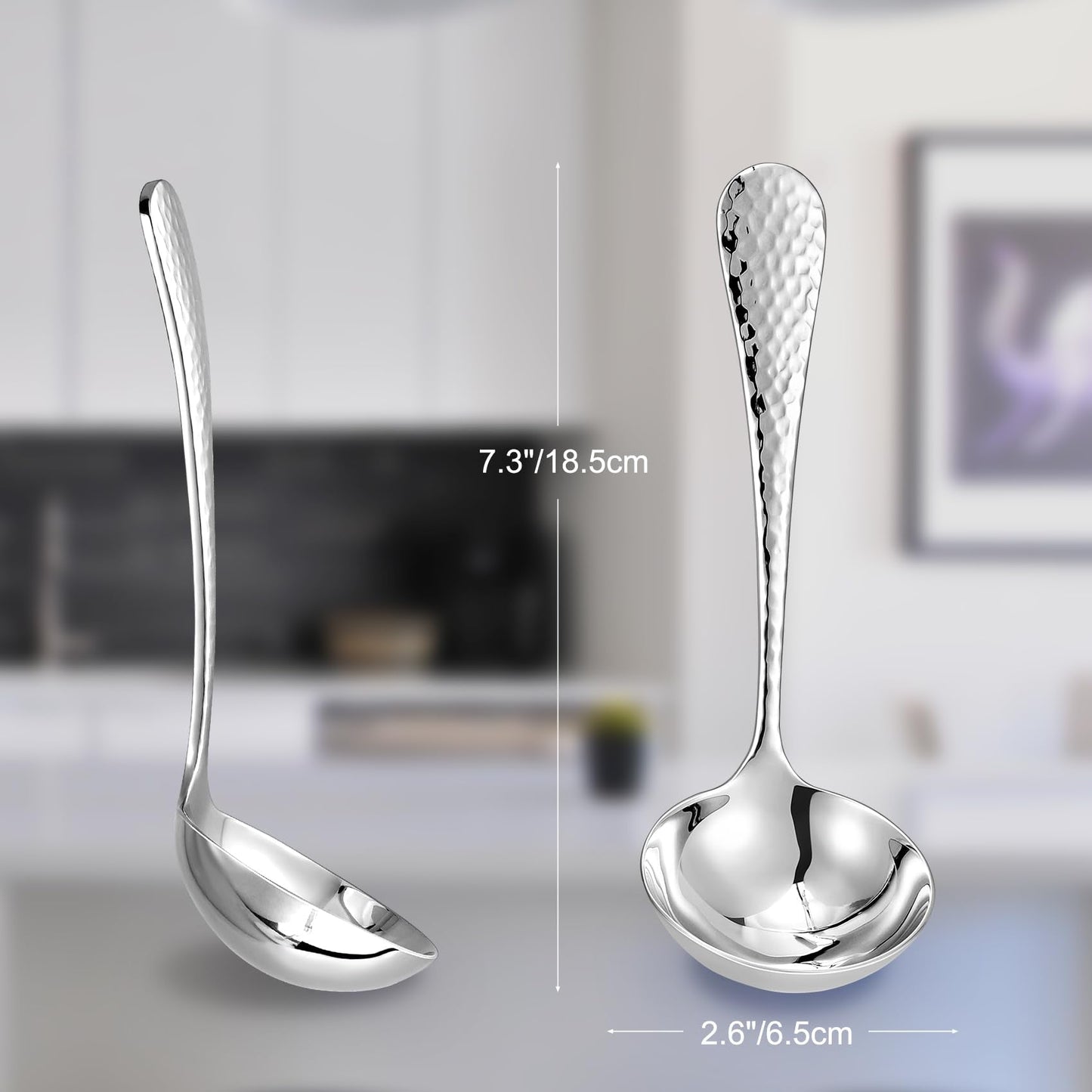 KEAWELL Premium 7.3" Hammered Gravy Ladle – 18/10 Stainless Steel – Exquisite Blend of Elegance and Functionality – Dishwasher Safe