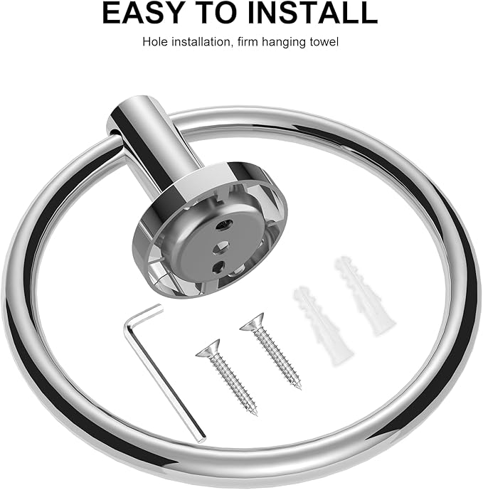 SetSail Towel Holder for Bathroom Wall 4 Packs Towel Ring Stainless Steel Heavy