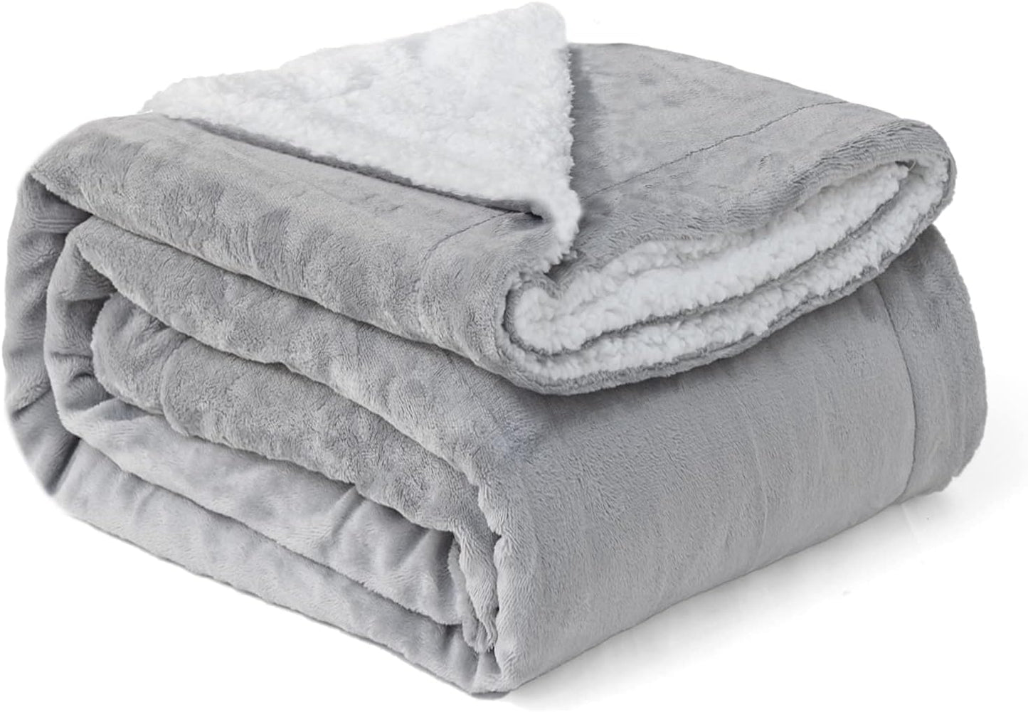Good Nite Throw Blanket 130x150cm Fleece Flannel Sherpa Soft Blankets Fluffy Reversible Microfiber for Bed Couch Sofa and Travel (Grey,Single)