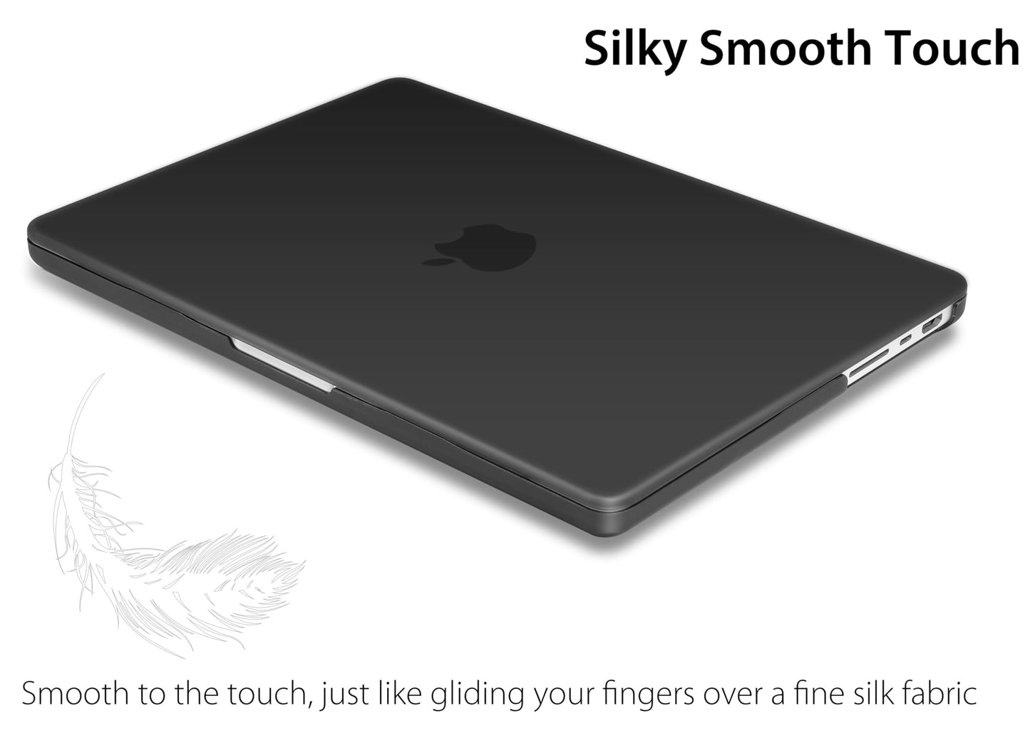 UESWILL Case Compatible with MacBook Pro 14 inch M4 M3 M2 M1 Pro Max Chip & Touch ID, 2024 2023 2022 2021 Release, Smooth Matte Hard Shell Cover + Microfiber Cloth, Black