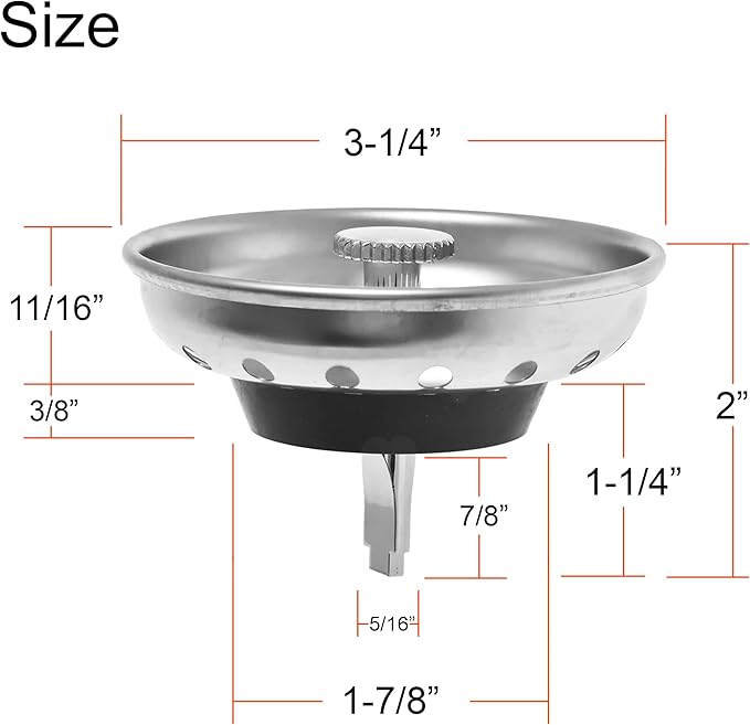 2 Pack - Kitchen Sink Strainer and Stopper Combo Basket Replacement