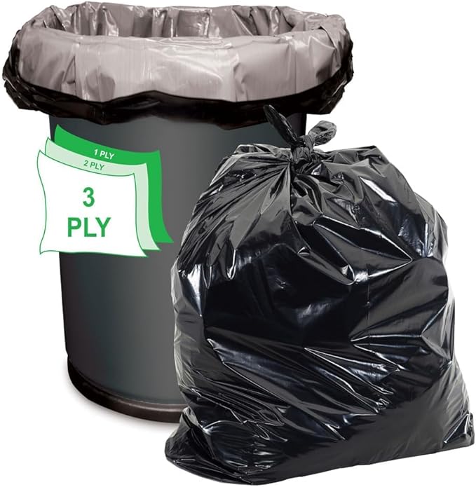 Aluf Plastics - 3 Ply Trash Bags, 45 Gallon, 2 Mil