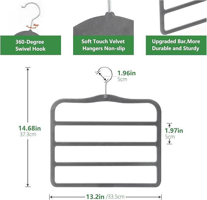 Closet Organizers and Storage, Pants Hangers Space Saving, Velvet Hanger