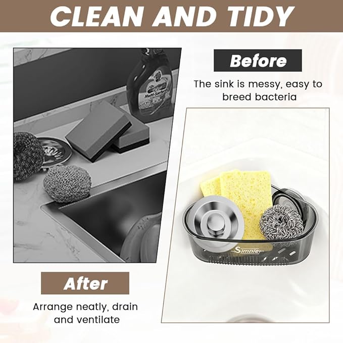 2 PACK Suction Cup Sink Corner Rack, Corner Sinks Strainer Basket Sponge Holder