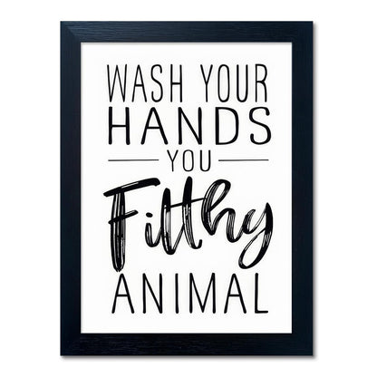 Bathroom Quotes Wall Decor, Black and White Bathroom Wall Art, Toilet Decor Signs Small Black Framed Canvas Art for Kid's Washroom