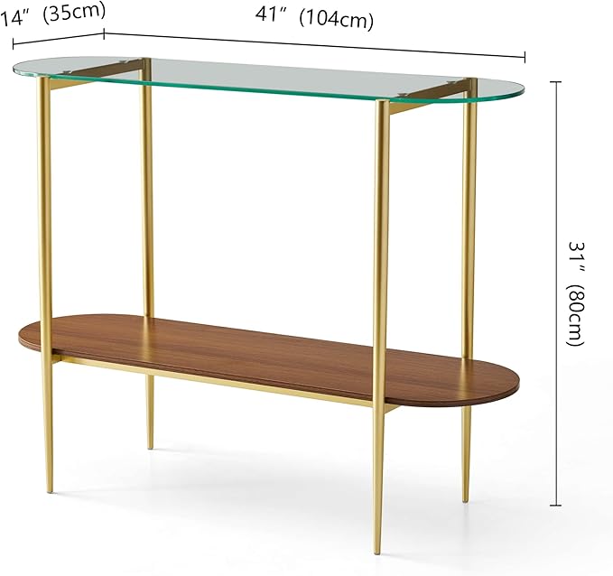 LumFurn Oval Glass Console Table