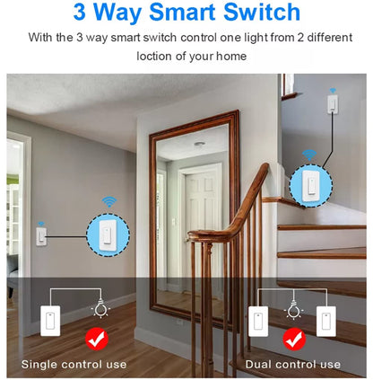 Nexete Smart Wi-Fi Double Light Switch, 2 in1 Single Pole Switch Compatible with Alexa Google Assistant & IFTTT,Remote Control, Timing Function No Hub Required (1-Pack Double)