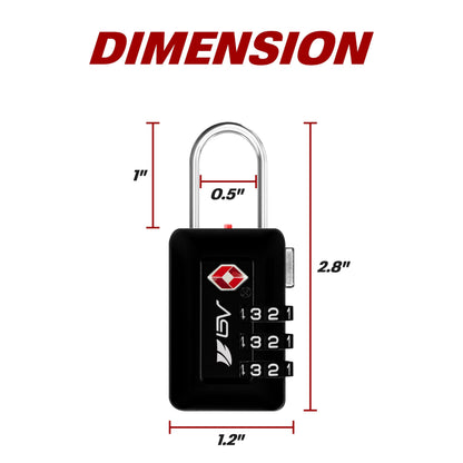 BV TSA Accepted Luggage Travel Lock, Set-Your-Own Combination Lock for School Gym Locker, Luggage Suitcase Baggage Locks, Filing Cabinets, Toolbox, Case (Black, 2 Pack)
