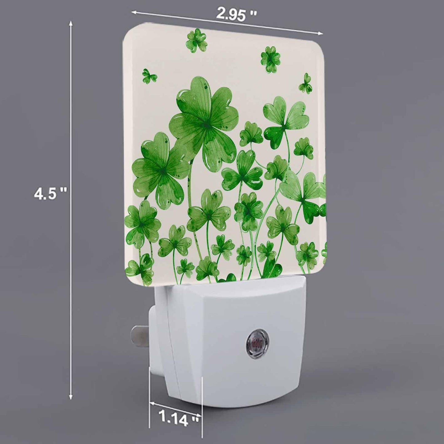 St. Patrick's Day Shamrock Plug-in LED Night Lights Lucky Clover Leaves Auto Dusk-to-Dawn Sensor for Bedroom, Bathroom, Kitchen, Nursery, Hallway, Stairs, Wall Home Decor