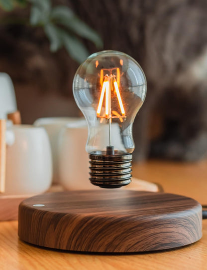 MOOCCI Levitating Bulb Lamp, Magnetic Floating Night Light & Desk Decor, Unique Valentine‘s Day Gift for Her and Him, Cool Tech Gadget for Home Office, Christmas Birthday Present (Round-Classic Bulb)