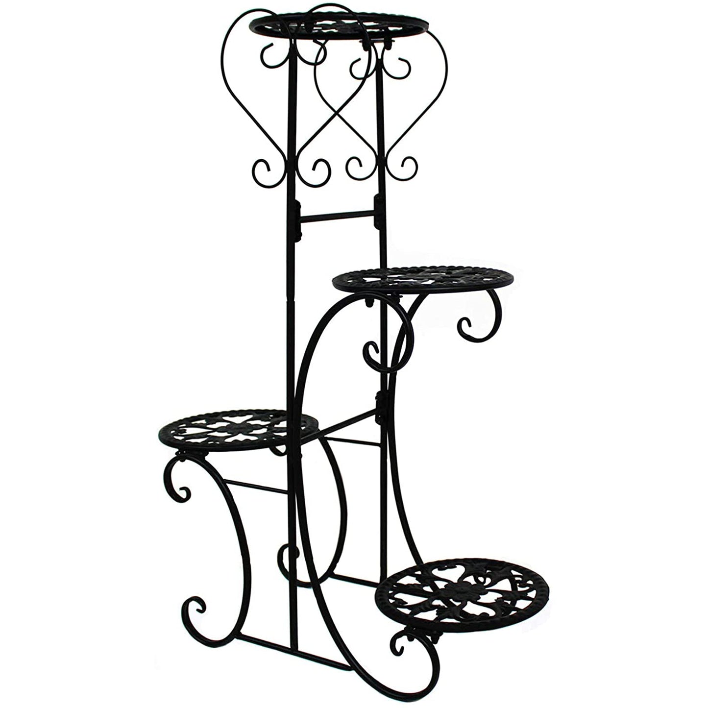 Plant Stand Indoor 4 Tier Metal Plant Shelf Stand Outdoor for Succulents Small Planters Flower Pots Display Rack Holder,Black