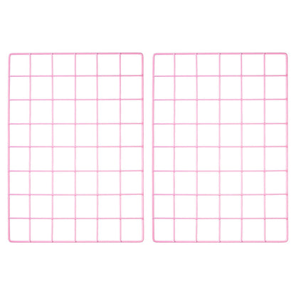 YOKIVE 2Pcs Iron Wire Grid Panel, Decorative Panels Board | Photo Pictures Display Holders Hanging Frame for Home Office (Pink, 16"x12")