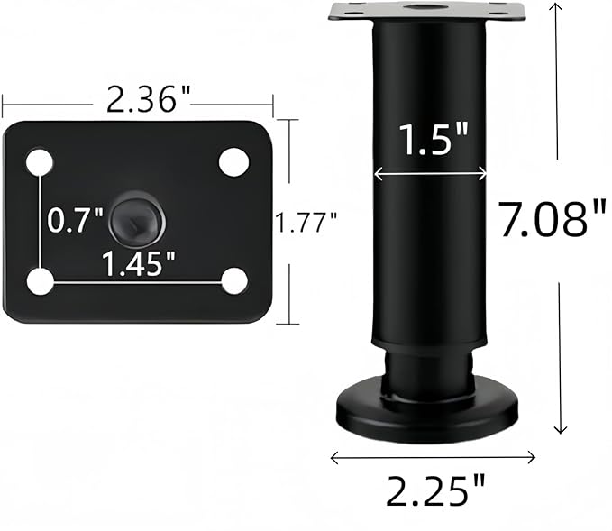 4PCS Adjustable 7.08-12.2 Inch Metal Furniture Legs Black Furniture Replacement