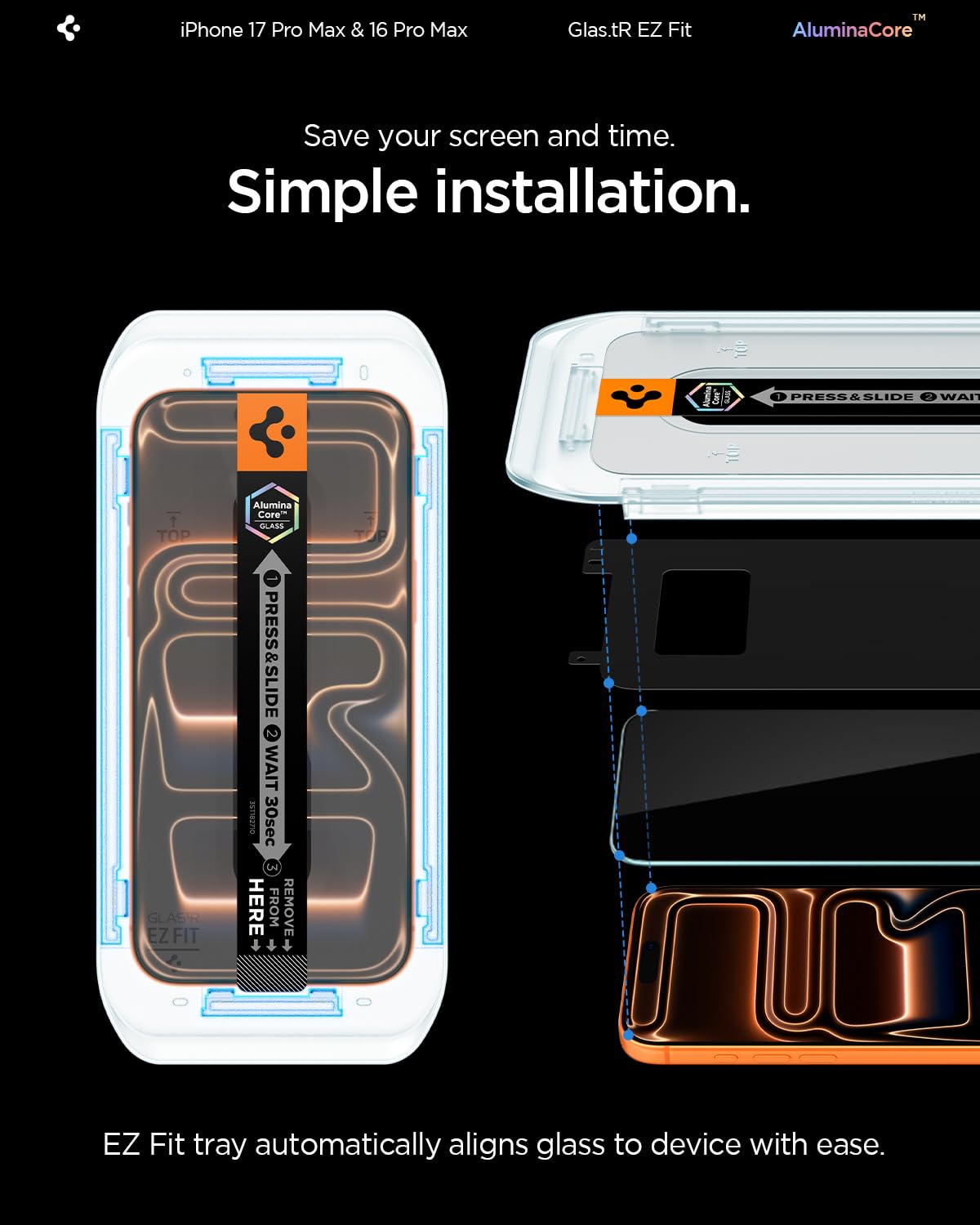 Spigen Glas.tR EZ Fit Tempered Glass Screen Protector for iPhone 17 Pro Max, iPhone 16 Pro Max - 2 Pack