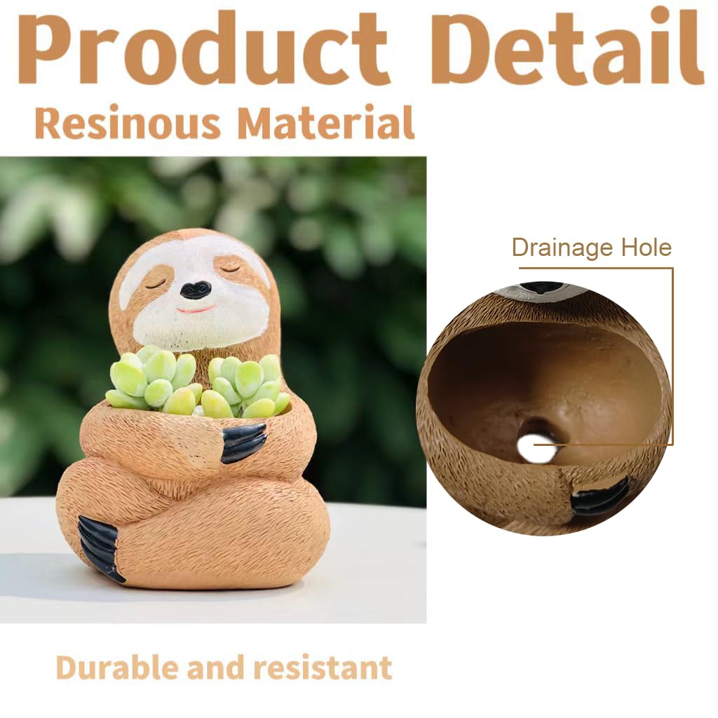 Hakolisz Air Plants Holders Unique Flower Pots for Succulents, Sloth Gifts Gardening Gifts for Plant Lovers Gardeners,Cute Sloth Decor for Home & Office