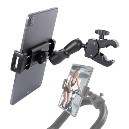 FPN Spin Bike Tablet Holder for iPad, Phone Holder Stand Exercise Bike Handlebar Mount for Treadmill Stationary Bicycle Elliptical Spin Bike Stroller Mic Stand, Compatible with iPad, iPhone (4.7-13")