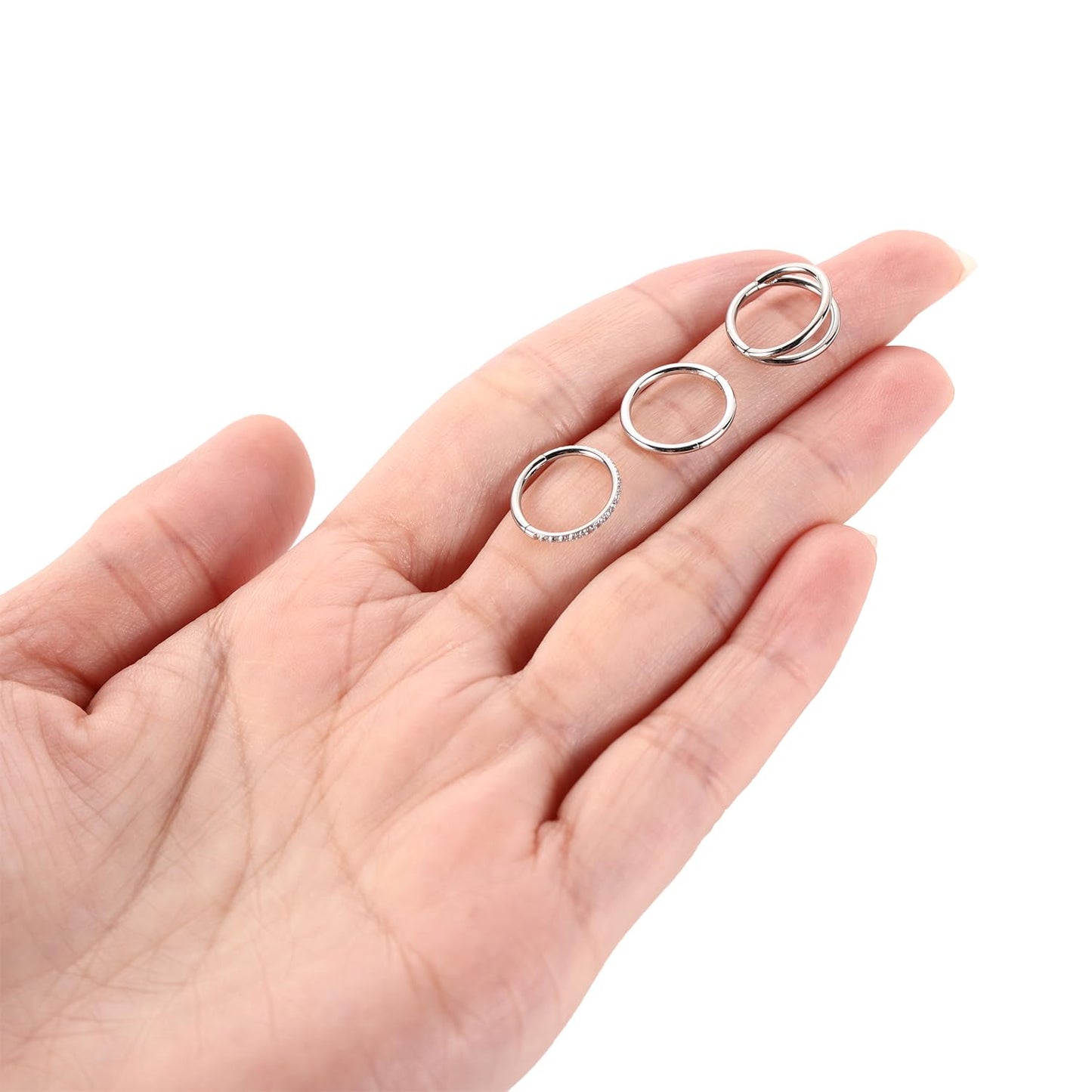 GAGABODY Septum Jewelry - Seamless Double Hoop Conch Piercing 18 Gauge Nose Ring 18g Cartilage Earring with CZ Lip Rings 8mm Nose Hoop Surgical Steel Helix Earrings Silver