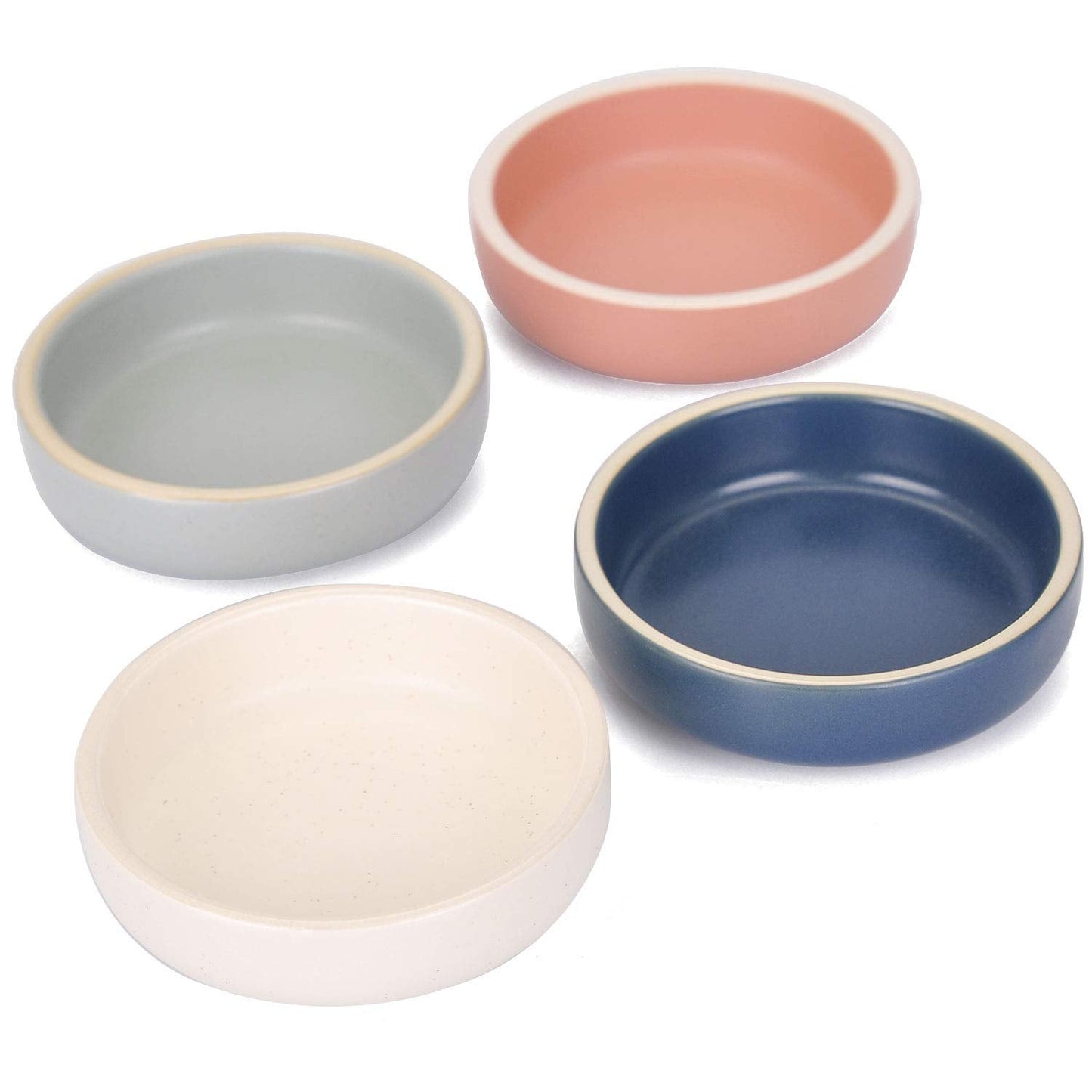 WHJY 3.5 inches Set of 4 Ceramic Sauce Dishes Side Dish Sushi Dipping Bowls, Matte Glaze Porcelain Tableware Serving Dish Appetizer Plates Stackable Ramekins
