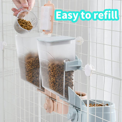 Oncpcare 1L Hanging Small Animal Feeder with Lid Small Animal Feed Box, Automatic Pet Feeder, Great for Rabbits, Ferrets, Cats, Birds and Other Small Animals1, Pink