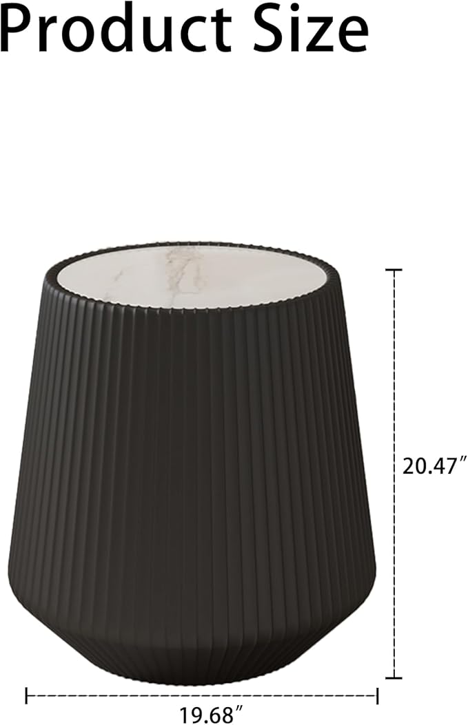19.68" Round Marble End Table, Modern Cup Shaped Side Table