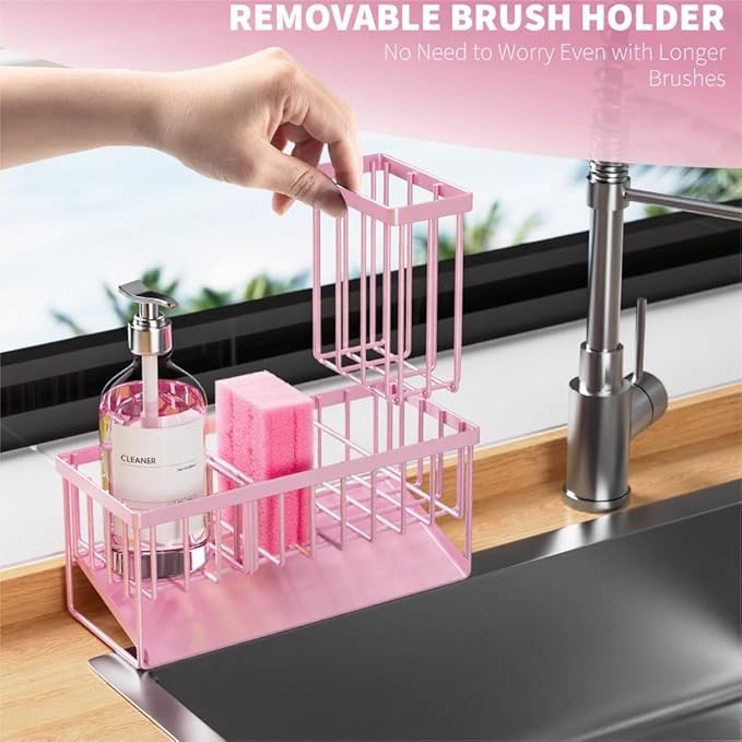 Cisily Pink Kitchen Sink Caddy Organzier