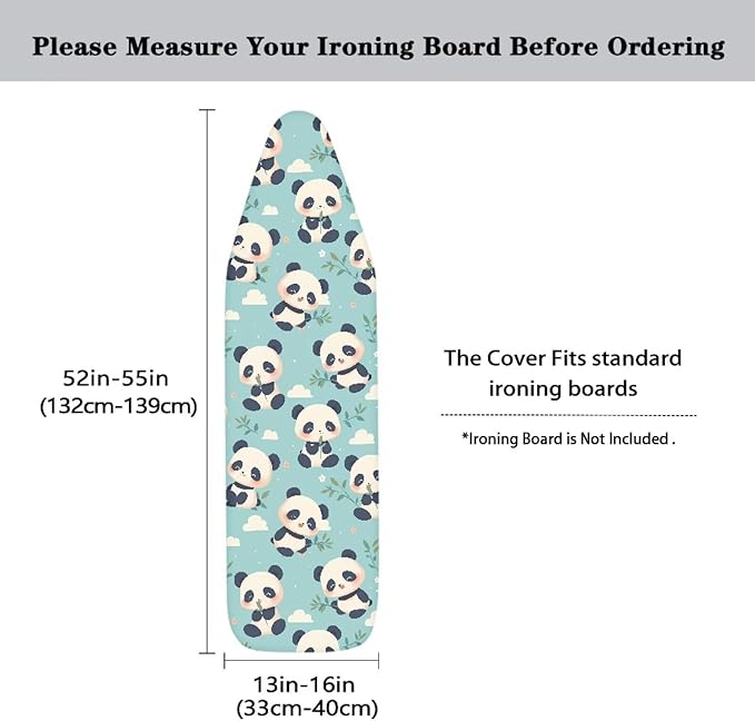 Panda Ironing Board Cover Fits Standard Size Elasticized Edges Home Decorations