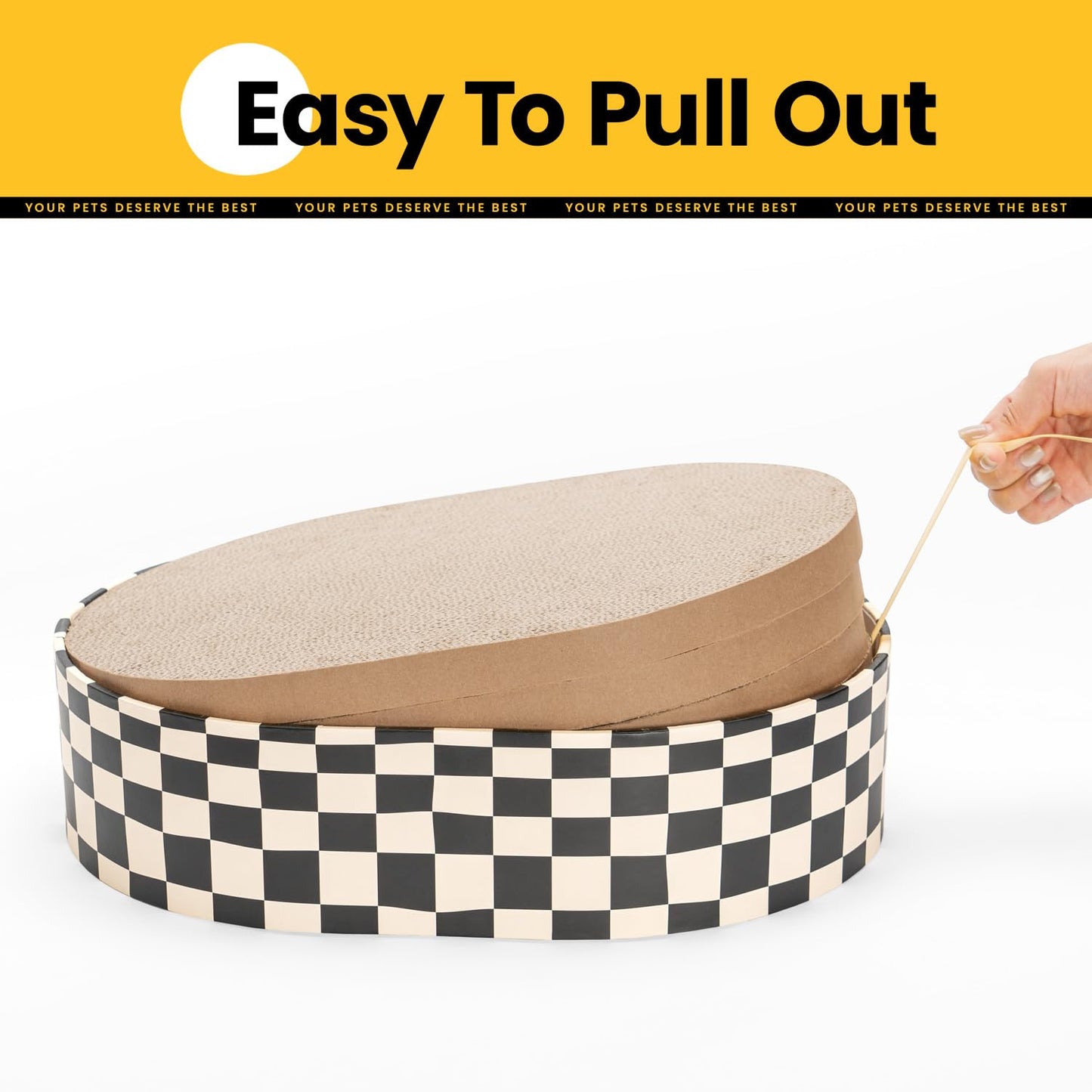 Conlun Cat Scratcher Box with 4 Cat Scratching Board Reversible Kitty Scratch Pad, Heavy Duty Corrugated Cardboard Scratchers for Indoor Kittens Bed Lounger Protects Furniture,Kittens Gifts-Large