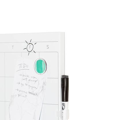 U Brands Square Magnetic Dry Erase Calendar Board, 14"x14", Frameless, includes Marker and Magnet