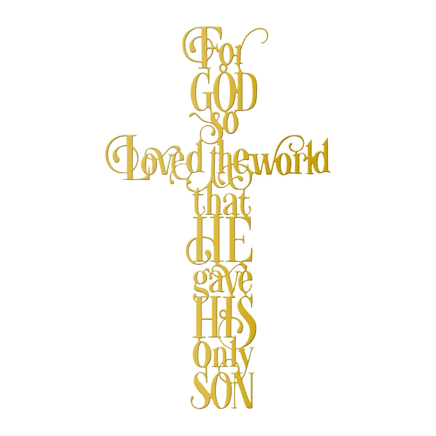 Rajukit Jesus Wall Art, Gold Cross Wall Decor with For God So Loves the World Quote, Religious Cross Decor for Home, Office, Cafe, Elegant Metal Wall Sculpture Gift