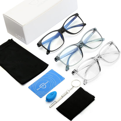 Oilway Blue-Light Blocking Glasses for Women Men - 3Pack Computer Reading/Gaming/TV/Phones Glasses Anti Eyestrain & UV Glare