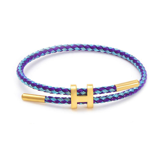 PPbuky Steel Bracelet Link, Adjustable H-shape Wire Rope Bracelet, Lucky Jewelry with Titanium Buckle for Birthday, Valentine's, Graduation, Fashion Gift for Women, Men, Lovers, Friends, Blue Purple