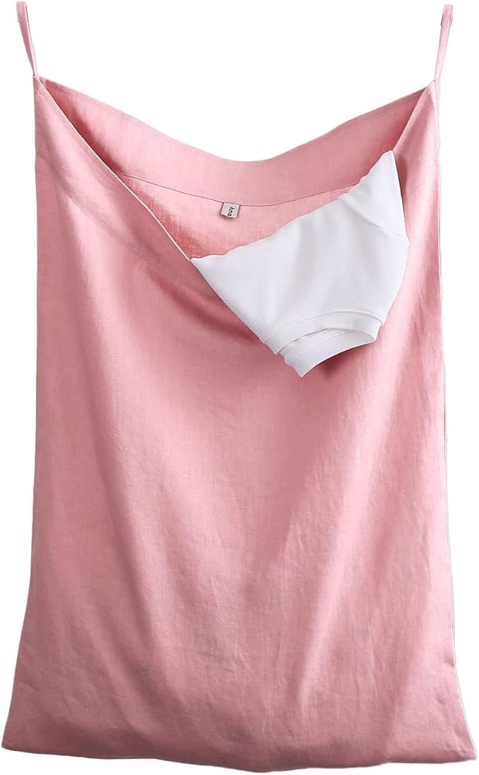 Amazhiyu Pure Linen Over The Door Laundry Hanging Hamper Bag