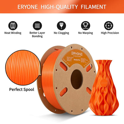 ERYONE PLA Filament 1.75mm, 3D Printer Filament PLA, Dimensional Accuracy +/-0.03mm, 1kg 1 Spool(2.2lbs),Orange