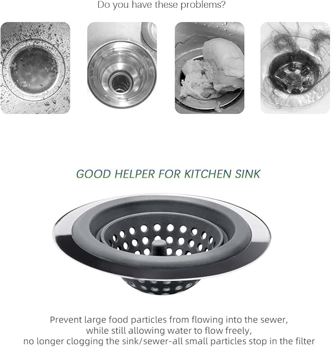 Kitchen Set of 2 Sink Strainers, Flexible Silicone Good Grip Kitchen Sink