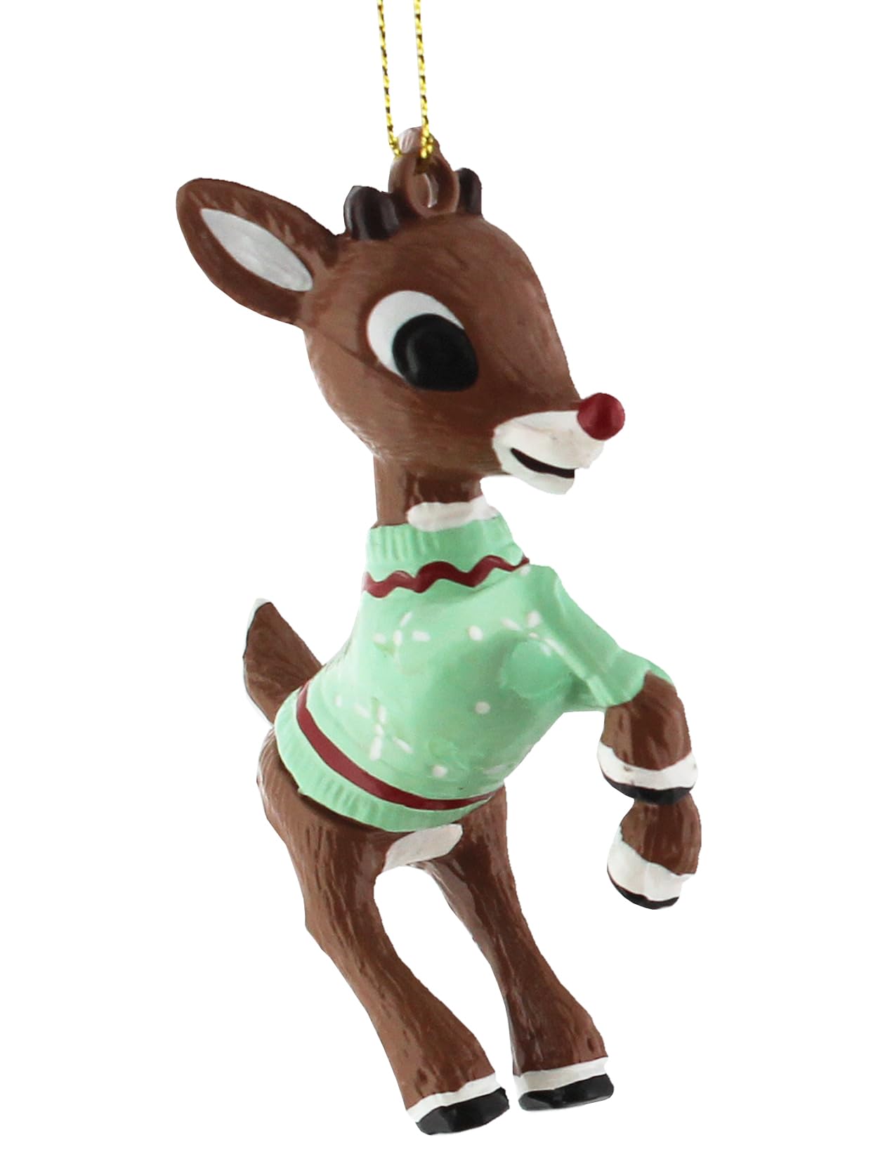 Kurt S. Adler Rudolph The Red-Nosed Reindeer in Ugly Sweater Christmas Holiday Ornament Gift Boxed (One Size, Green)